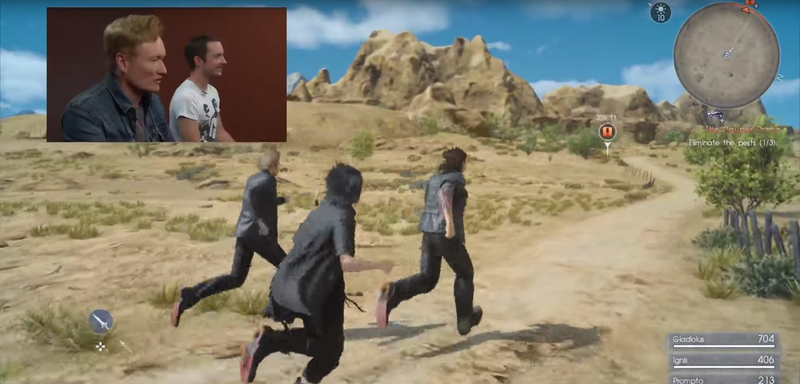 Illustration for article titled Conan o'Brien destroza Final Fantasy XV sacando a relucir sus momentos más ridículos